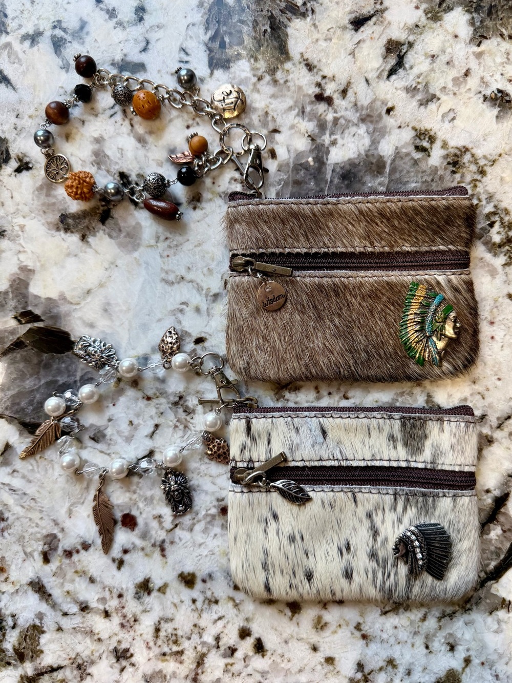 OOAK Western Bundle 2 Genuine Cowhide Leather HOH Purse wristlet Native Tribal